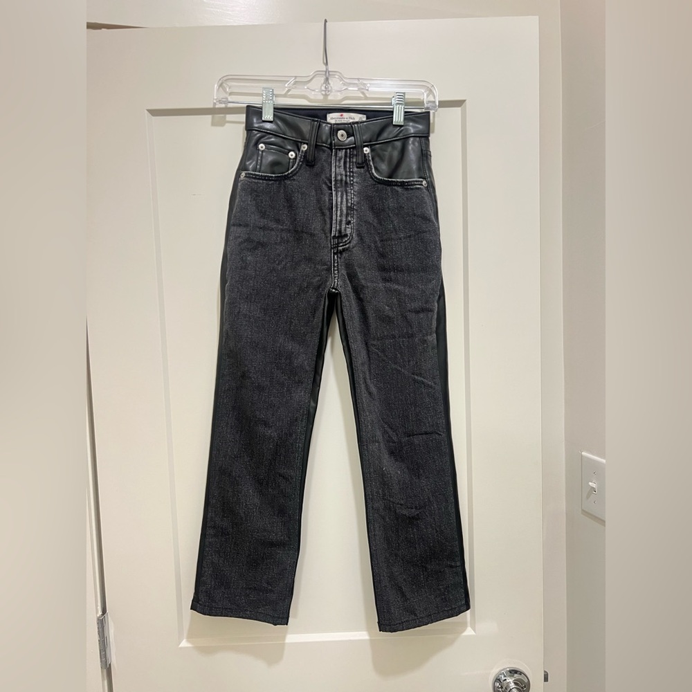 Abercrombie denim/leather jeans